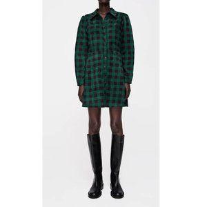 ZARA CORDUROY SHIRT DRESSGreen Black Plaid Size M , L New